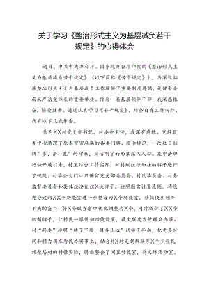 村干部学习《整治形式主义为基层减负若干规定》的心得体会.docx