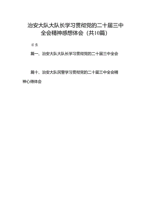 （10篇）治安大队大队长学习贯彻党的二十届三中全会精神感想体会（精选）.docx