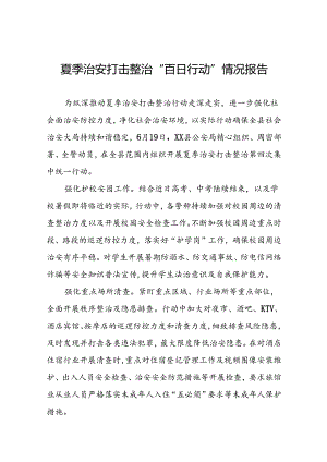 公安全面推进夏季治安打击整治集中行动情况报告十八篇.docx