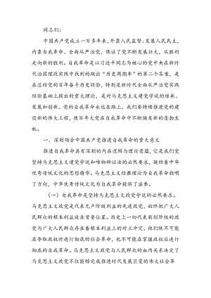 充分运用和发展党的自我革命重要经验不断把党的伟大自我革命引向深入宣讲稿.docx