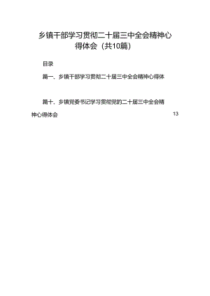 （10篇）乡镇干部学习贯彻二十届三中全会精神心得体会（精选）.docx