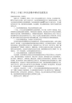 学习二十届三中全会集中研讨交流发言.docx