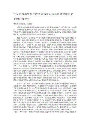 在全市铸牢中华民族共同体意识示范区建设推进会上的汇报发言.docx