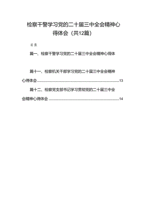 检察干警学习党的二十届三中全会精神心得体会12篇（最新版）.docx