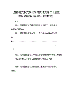 （10篇）巡特警支队支队长学习贯彻党的二十届三中全会精神心得体会（详细版）.docx