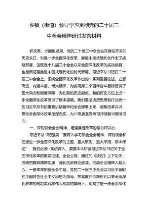 乡镇（街道）领导学习贯彻党的二十届三中全会精神研讨发言材料.docx