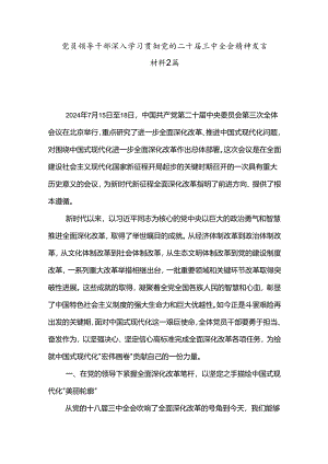 党员领导干部深入学习贯彻党的二十届三中全会精神发言材料2篇.docx