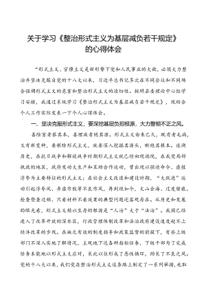 学习《整治形式主义为基层减负若干规定》心得体会6篇.docx
