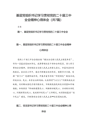 基层党组织书记学习贯彻党的二十届三中全会精神心得体会精选（共七篇）.docx
