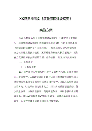 XX县贯彻落实《质量强国建设纲要》实施方案.docx