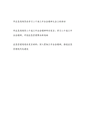 应急管理局书记领导在学习二十届三中全会精神大会讲话研讨发言材料3篇.docx