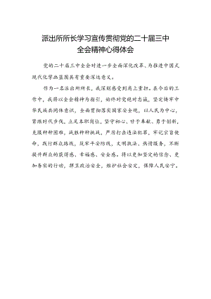派出所所长学习宣传贯彻党的二十届三中全会精神心得体会.docx