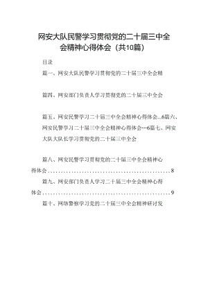 （10篇）网安大队民警学习贯彻党的二十届三中全会精神心得体会范文.docx