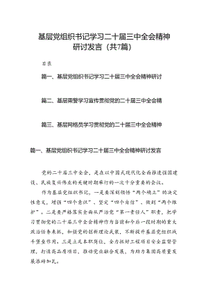 基层党组织书记学习二十届三中全会精神研讨发言7篇（最新版）.docx