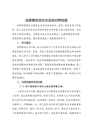 巡察整改民主生活会对照检查材料.docx