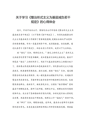 5篇整治形式主义为基层减负若干规定的学习体会发言稿.docx
