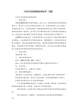 大学元旦班级晚会策划书（3篇）.docx