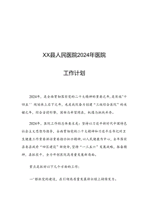 XX县人民医院2024年医院工作计划.docx