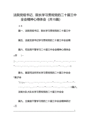 （15篇）法院党组书记、院长学习贯彻党的二十届三中全会精神心得体会（精选）.docx