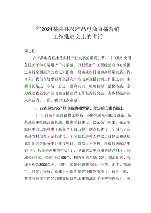 在2024某某县农产品电商直播营销工作推进会上的讲话.docx