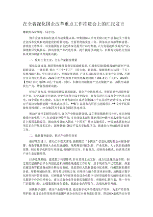 在全省深化国企改革重点工作推进会上的汇报发言.docx