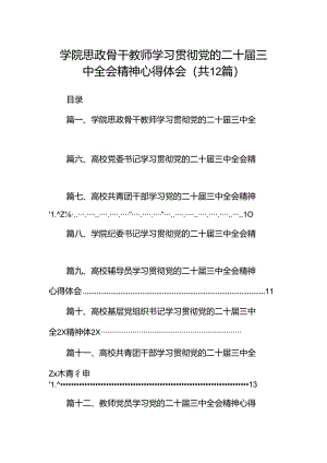 学院思政骨干教师学习贯彻党的二十届三中全会精神心得体会（共12篇）.docx