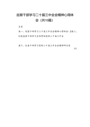（10篇）巡察干部学习二十届三中全会精神心得体会专题资料.docx