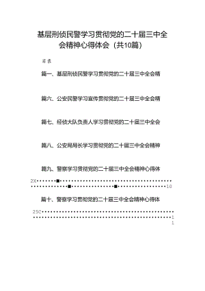 （10篇）基层刑侦民警学习贯彻党的二十届三中全会精神心得体会（详细版）.docx