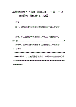 基层派出所所长学习贯彻党的二十届三中全会精神心得体会12篇（精选）.docx