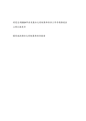 村党支部2024年在发展壮大村级集体经济工作专题推进会上的汇报发言和乡镇实施扶持壮大村级集体经济报告.docx