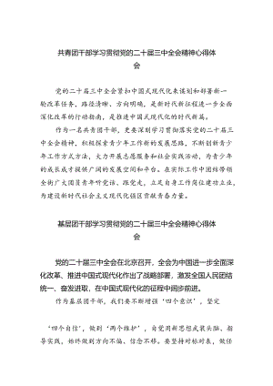 共青团干部学习贯彻党的二十届三中全会精神心得体会（共五篇选择）.docx
