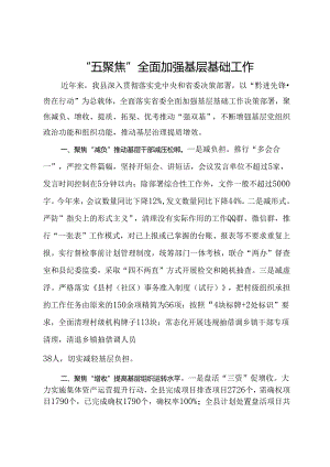 经验交流发言：“五聚焦”全面加强基层基础工作.docx