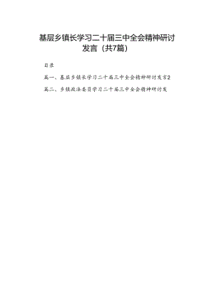基层乡镇长学习二十届三中全会精神研讨发言7篇（精选版）.docx