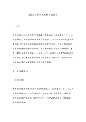 X县招投标领域自检自查报告.docx