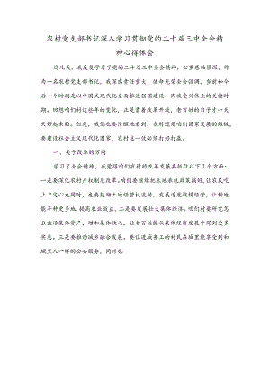 农村党支部书记深入学习贯彻党的二十届三中全会精神心得体会.docx