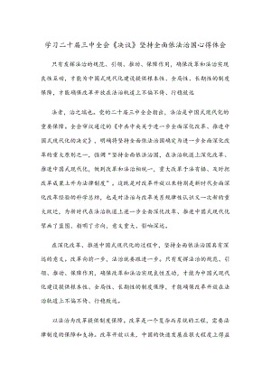 学习二十届三中全会《决议》坚持全面依法治国心得体会.docx