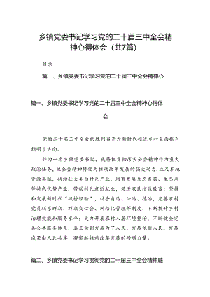 乡镇党委书记学习党的二十届三中全会精神心得体会（共7篇选择）.docx