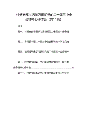 （11篇）村党支部书记学习贯彻党的二十届三中全会精神心得体会汇编.docx