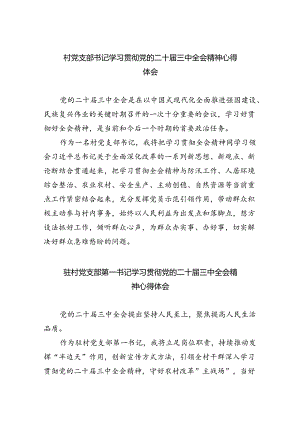 村党支部书记学习贯彻党的二十届三中全会精神心得体会【八篇精选】供参考.docx