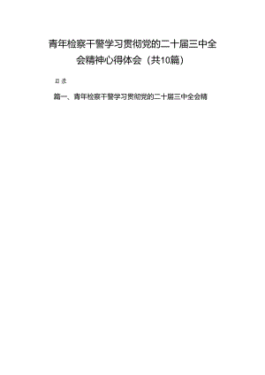 （10篇）青年检察干警学习贯彻党的二十届三中全会精神心得体会范文精选.docx