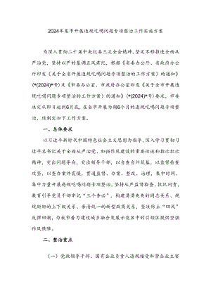 2024年某市开展违规吃喝问题专项整治工作实施方案.docx
