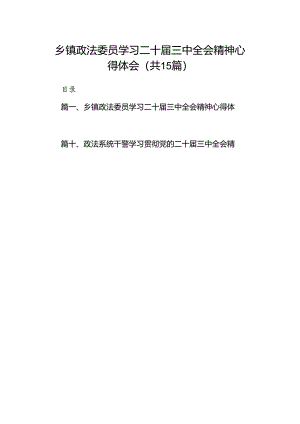 （15篇）乡镇政法委员学习二十届三中全会精神心得体会（最新版）.docx