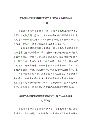 工会领导干部学习贯彻党的二十届三中全会精神心得体会四篇（详细版）.docx