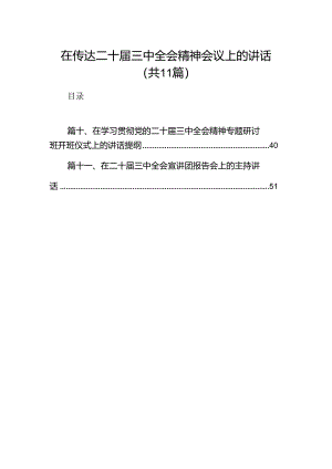 （11篇）在传达二十届三中全会精神会议上的讲话汇编.docx