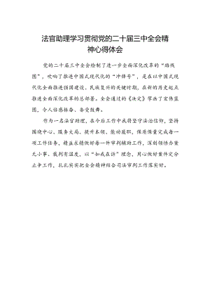 法官助理学习贯彻党的二十届三中全会精神心得体会.docx