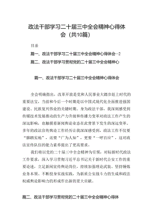 政法干部学习二十届三中全会精神心得体会【10篇精选】供参考.docx