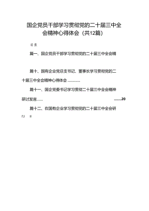 国企党员干部学习贯彻党的二十届三中全会精神心得体会（共12篇）.docx