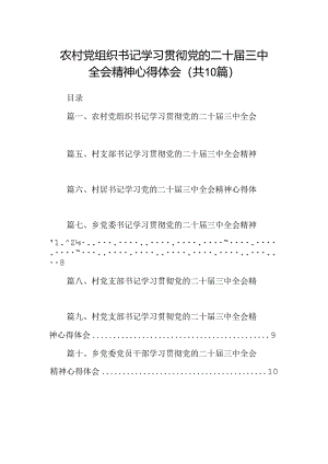 （10篇）农村党组织书记学习贯彻党的二十届三中全会精神心得体会范文.docx