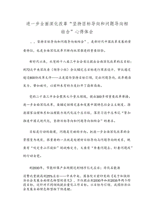 进一步全面深化改革“坚持目标导向和问题导向相结合”心得体会.docx