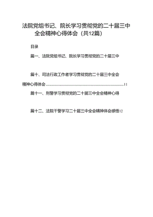 法院党组书记、院长学习贯彻党的二十届三中全会精神心得体会（共12篇）.docx
